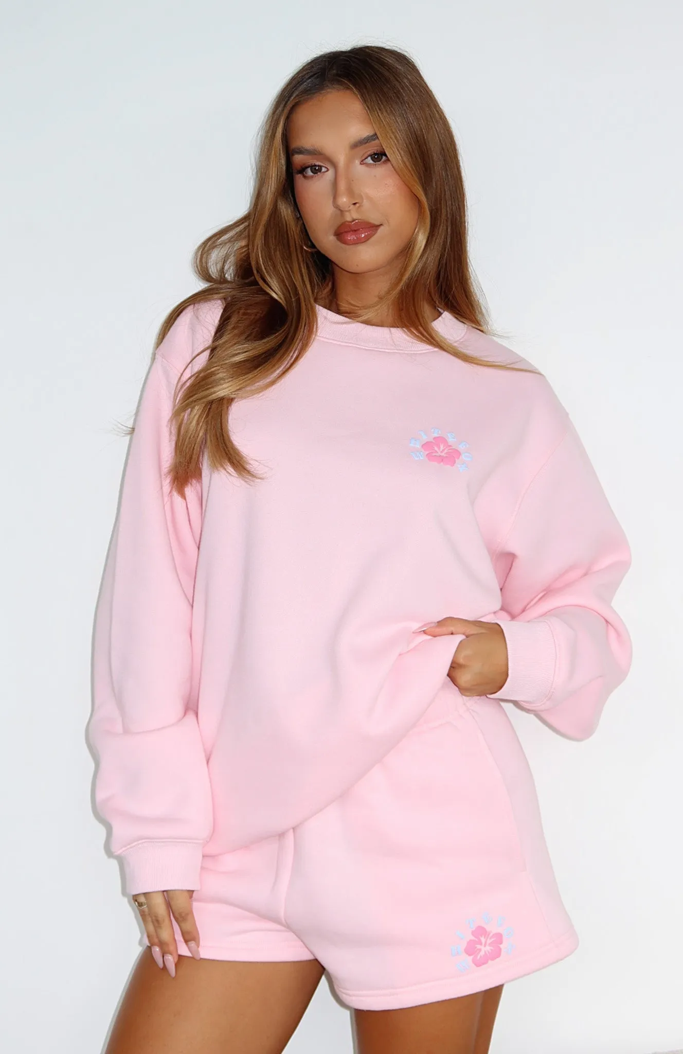 Keep Blooming Lounge Shorts Pink low - rise