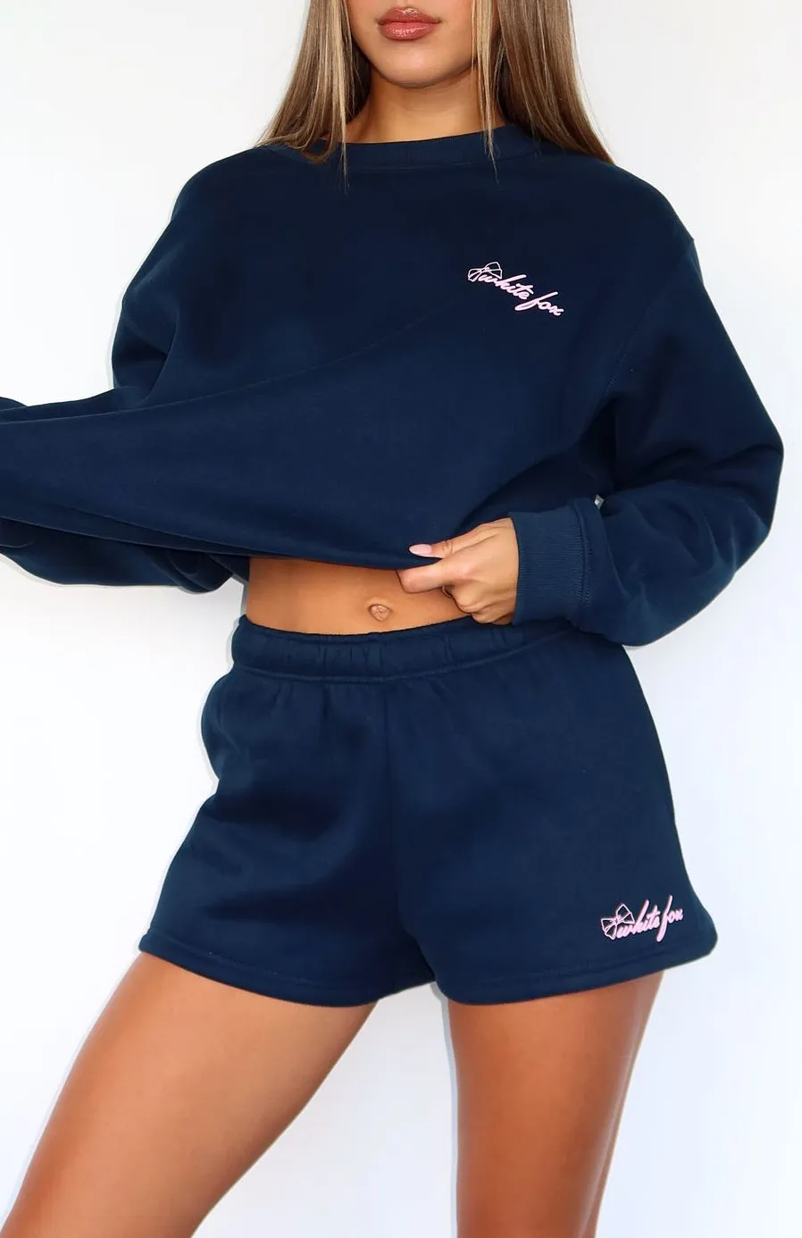 Got What You Need Lounge Shorts Navy Elastic hem Minimal Finish