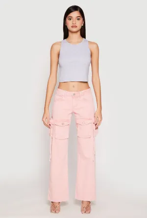 Quick Dry Fabric Neutral Style VIP Acid Wash Cargo Pocket Jeans