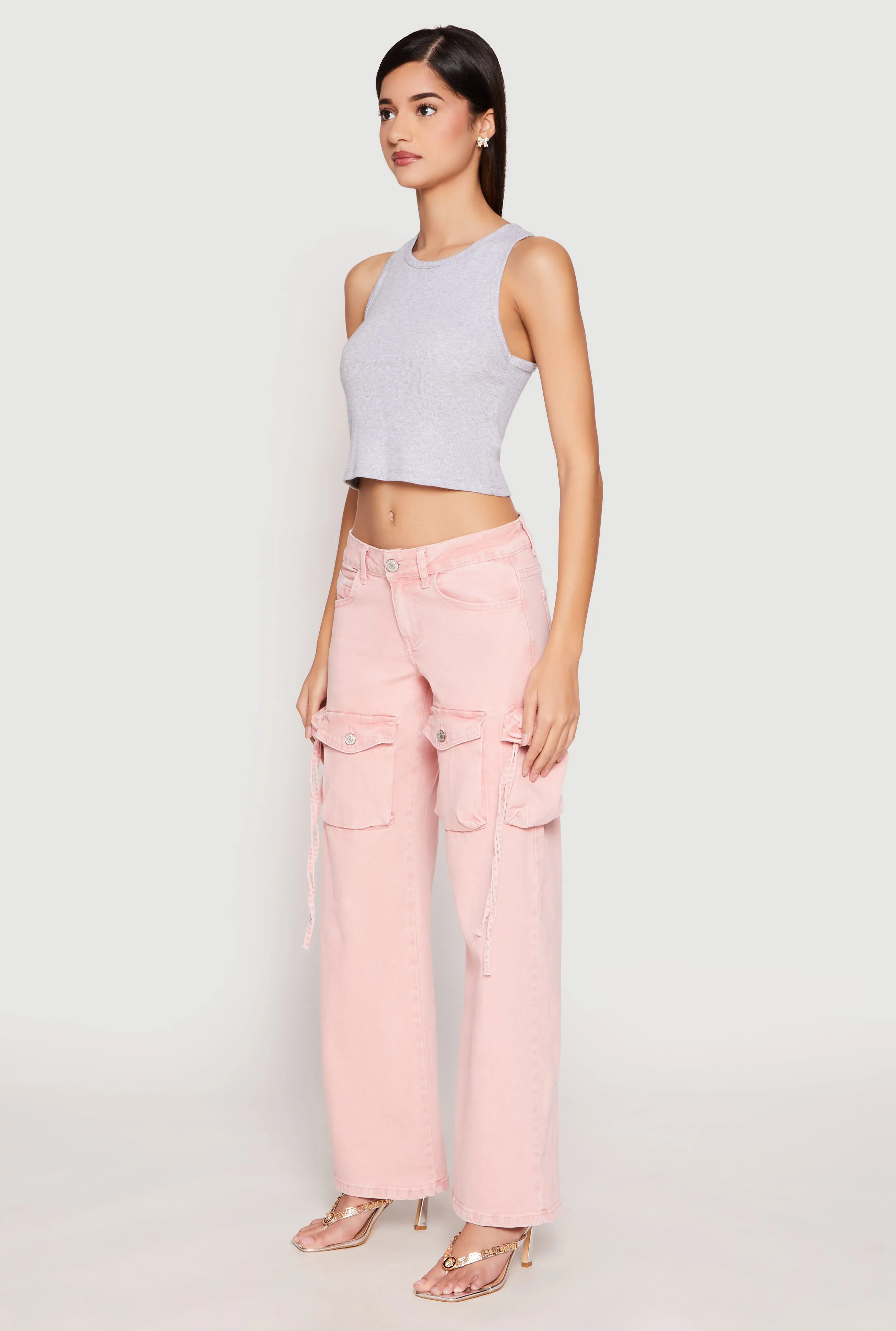 VIP Acid Wash Cargo Pocket Jeans Formal Fashion Lover
