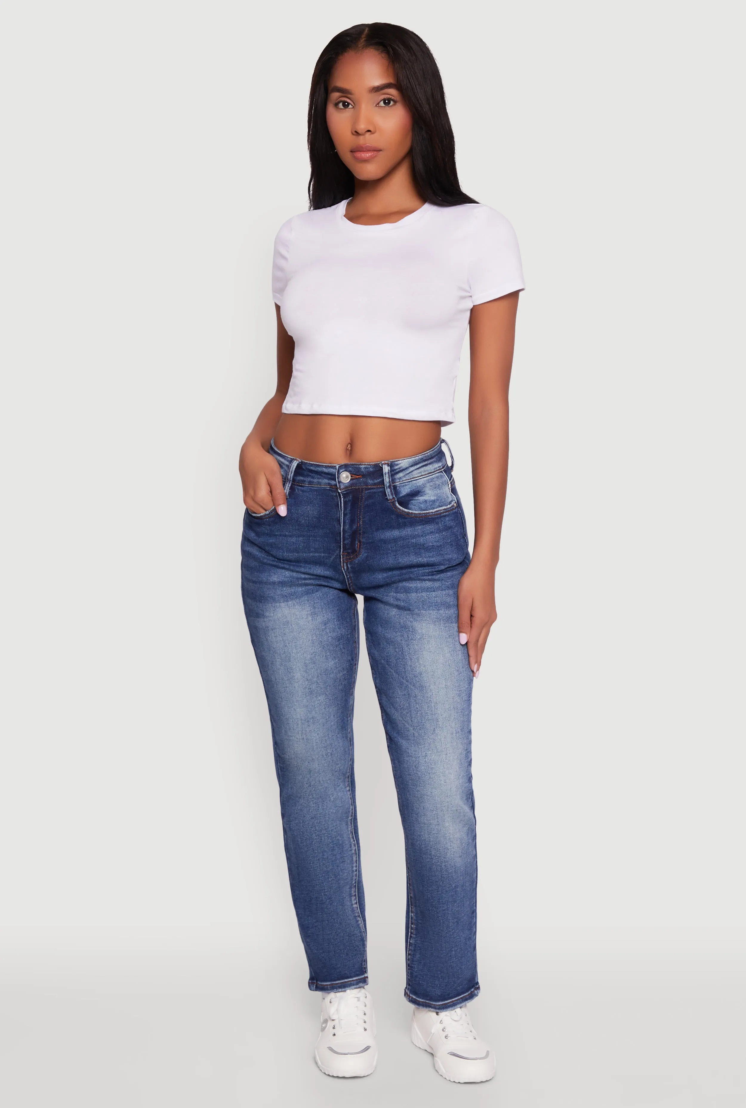 WAX High Waisted Straight Leg Stretch Jeans Weekend Warrior Elegant