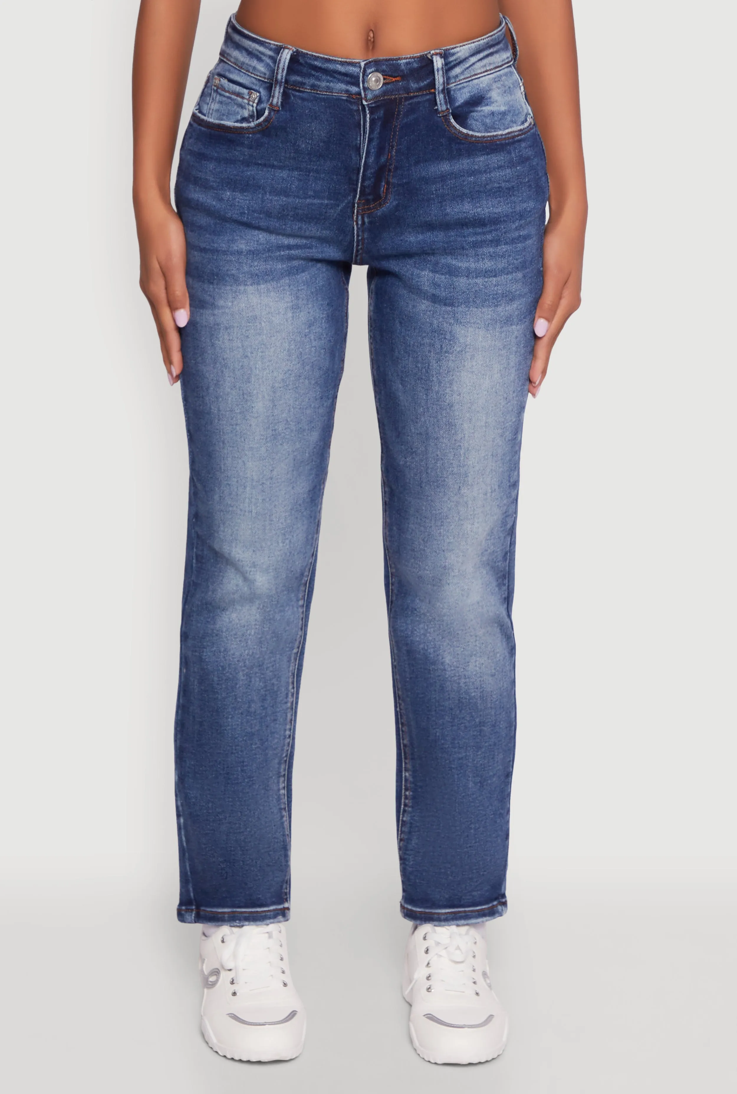 WAX High Waisted Straight Leg Stretch Jeans Breathable Minimalist Timeless Choice