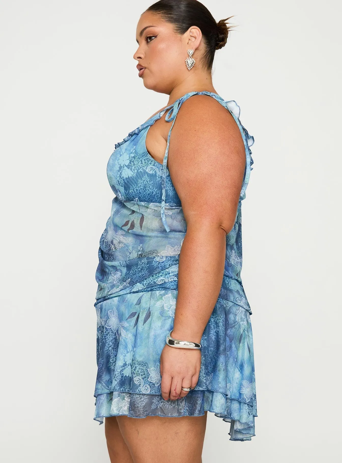 Mood Outfit Rosee Frill Mini Skort Blue Multi Curve