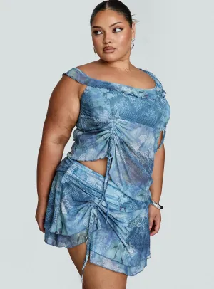 Rosee Frill Mini Skort Blue Multi Curve Must Have Feature
