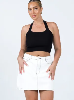 Aswan Constrast Stitch Mini Skirt White Seasonal Drop Plant Based Material