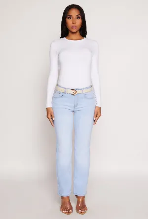 Fashionable Touch WAX Frayed Detail Straight Leg Jeans