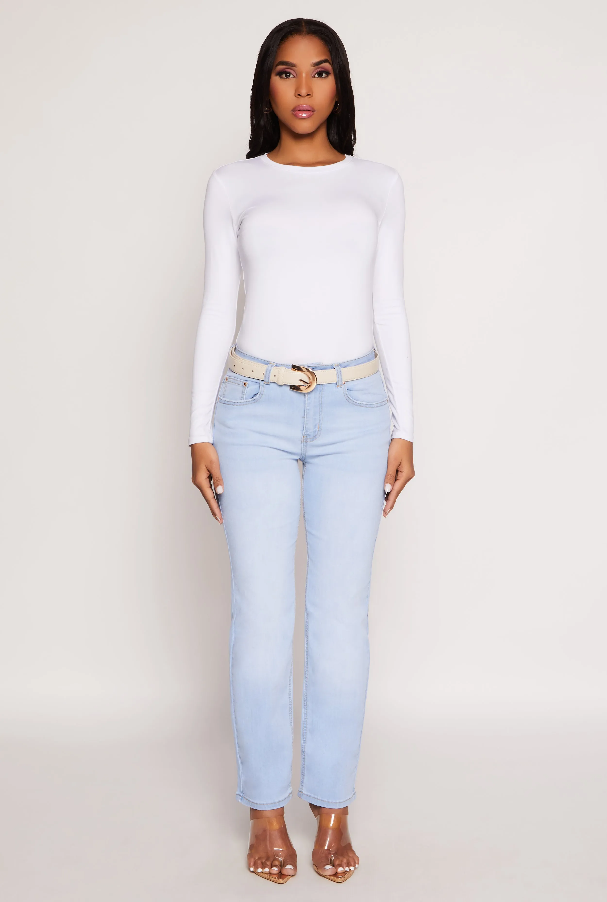Fashionable Touch WAX Frayed Detail Straight Leg Jeans