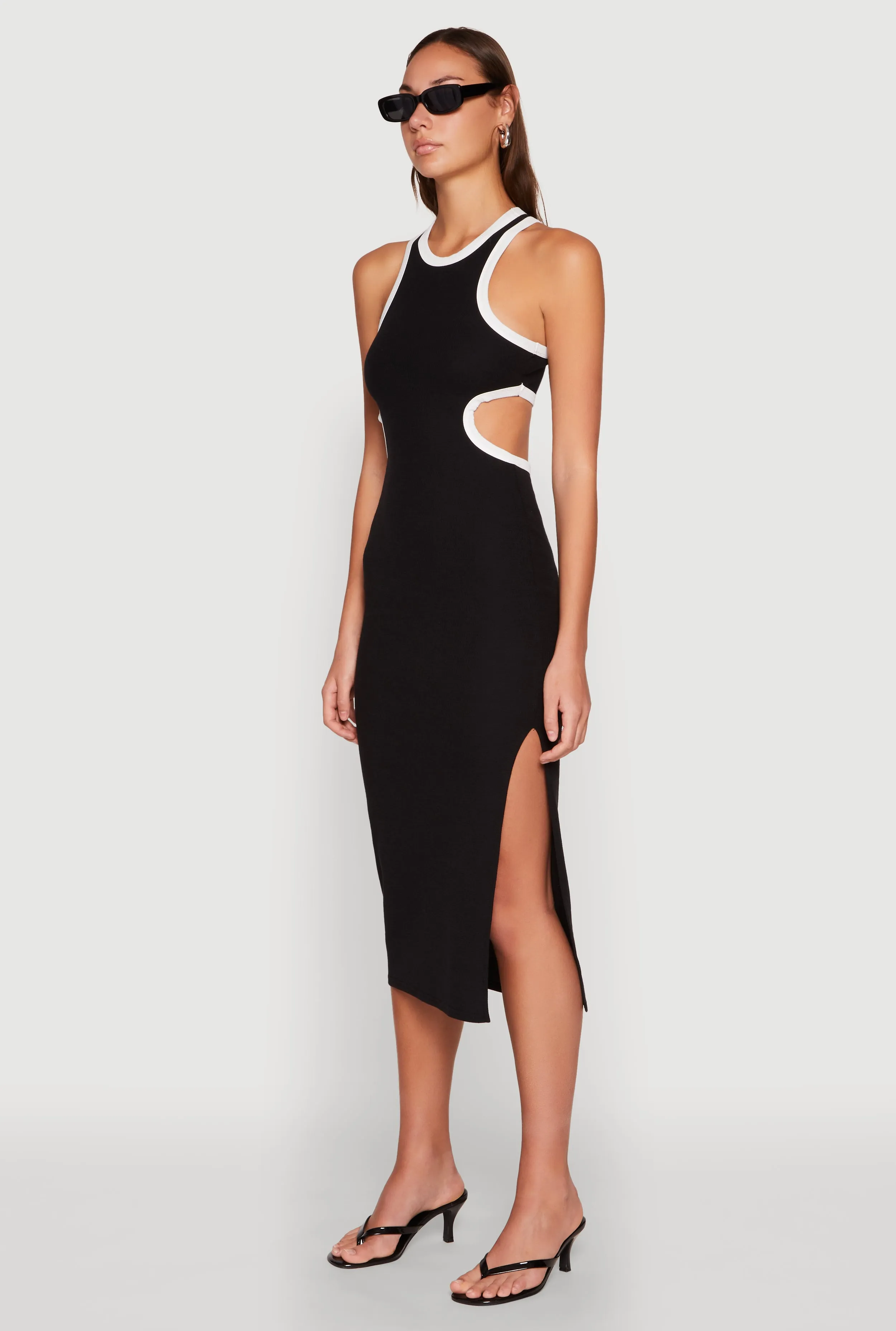 Contrast Trim Cut Out Tank Dress Fresh Shore