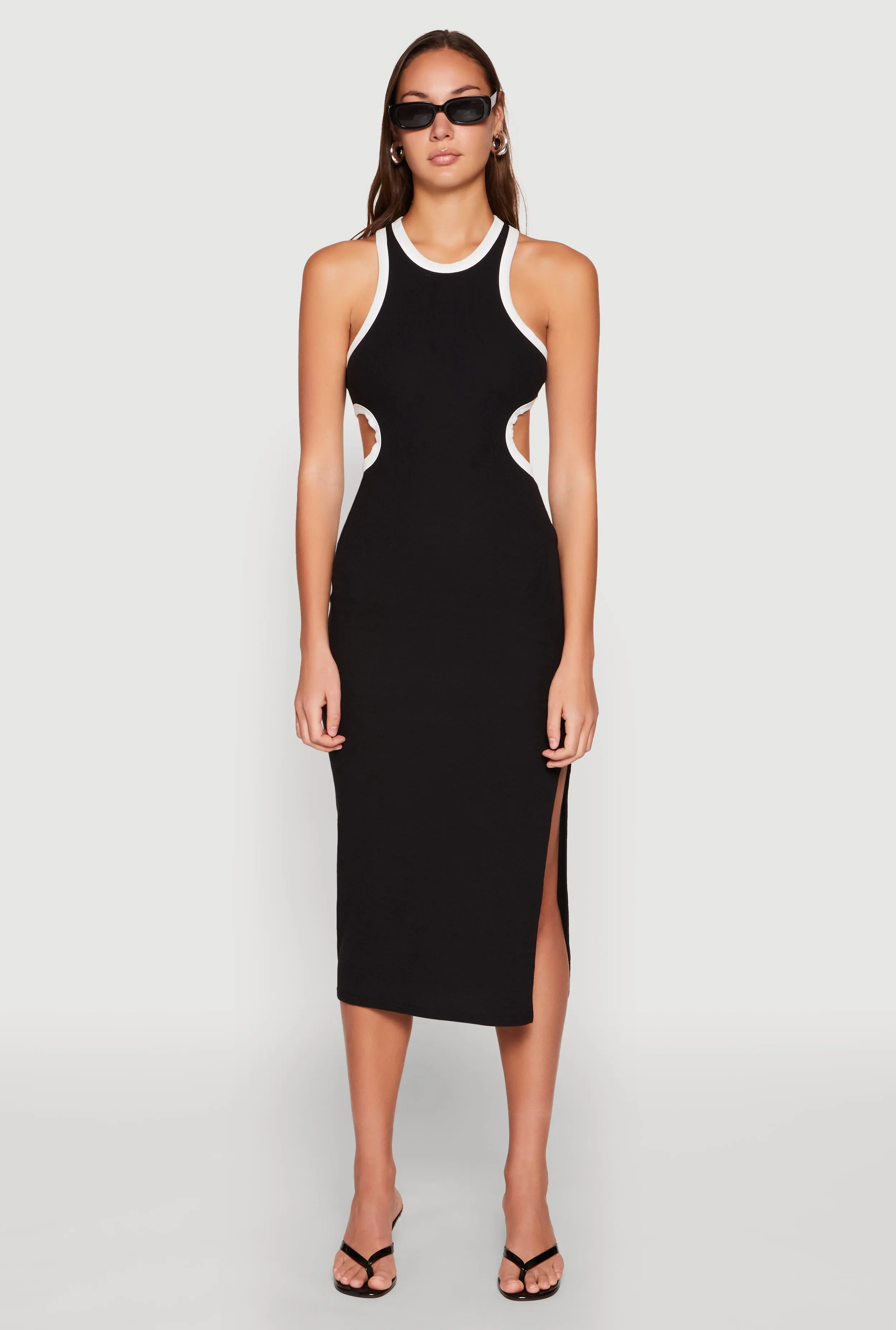 Contrast Trim Cut Out Tank Dress Heat Wave Versatile Wardrobe