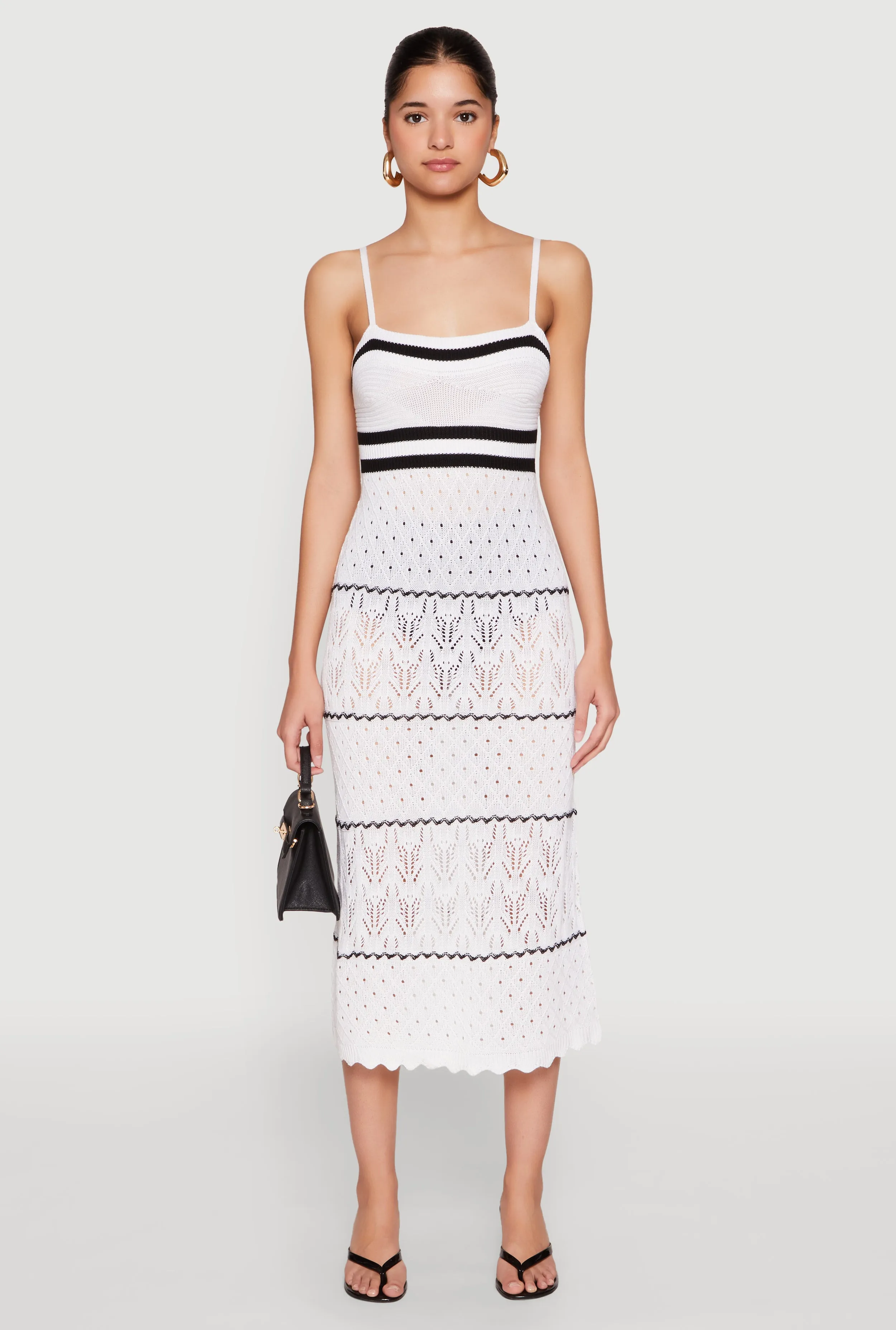 Low Effort Gem Shine Almost Famous Contrast Trim Midi Dress