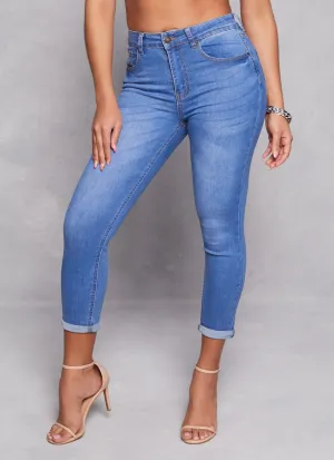 WAX High Waist Rolled Cuff Denim Jeans Subtle Palette Layered Basics