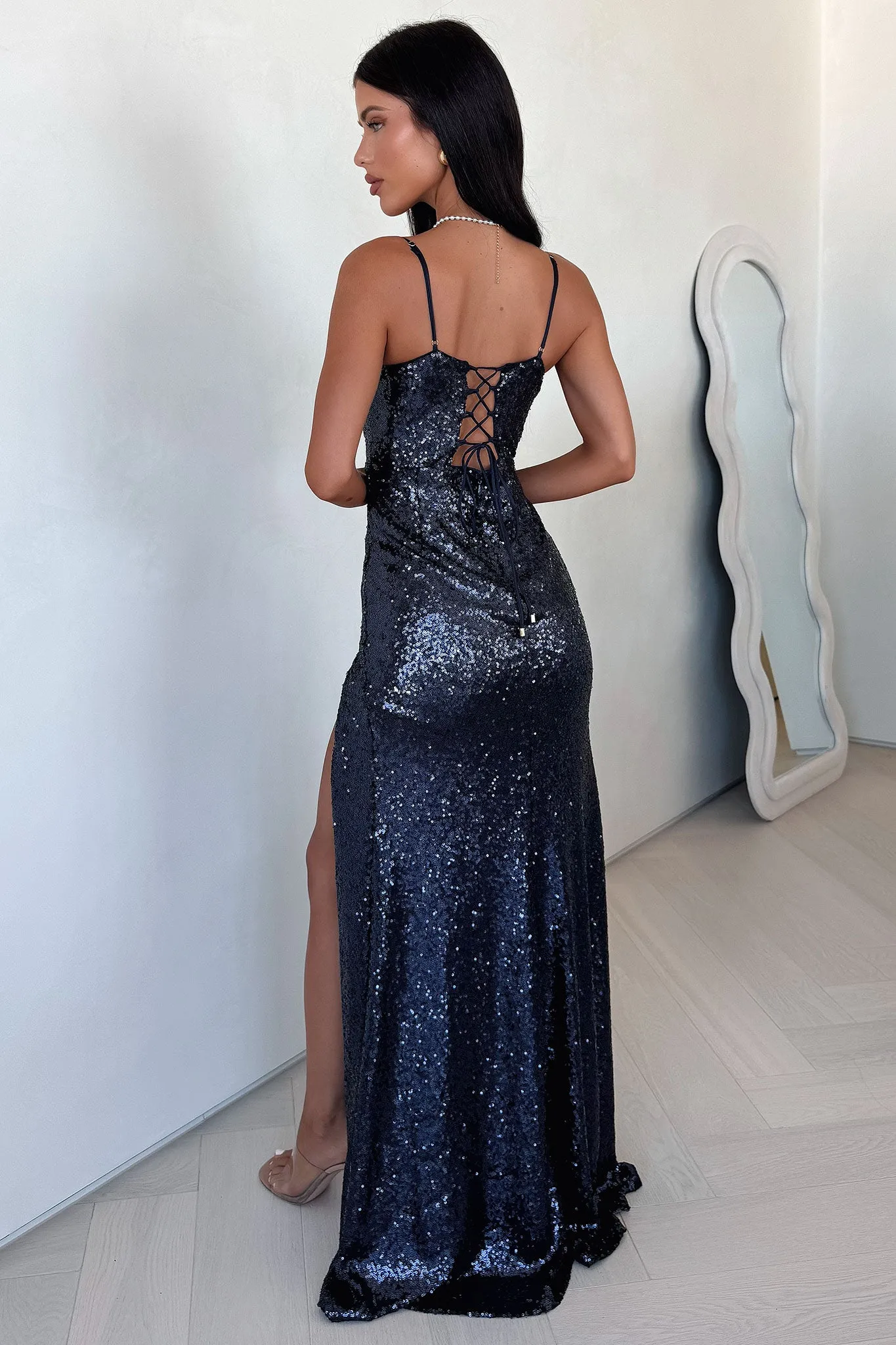 Tullia Sequin Maxi Dress - Navy Free Air Dot Play
