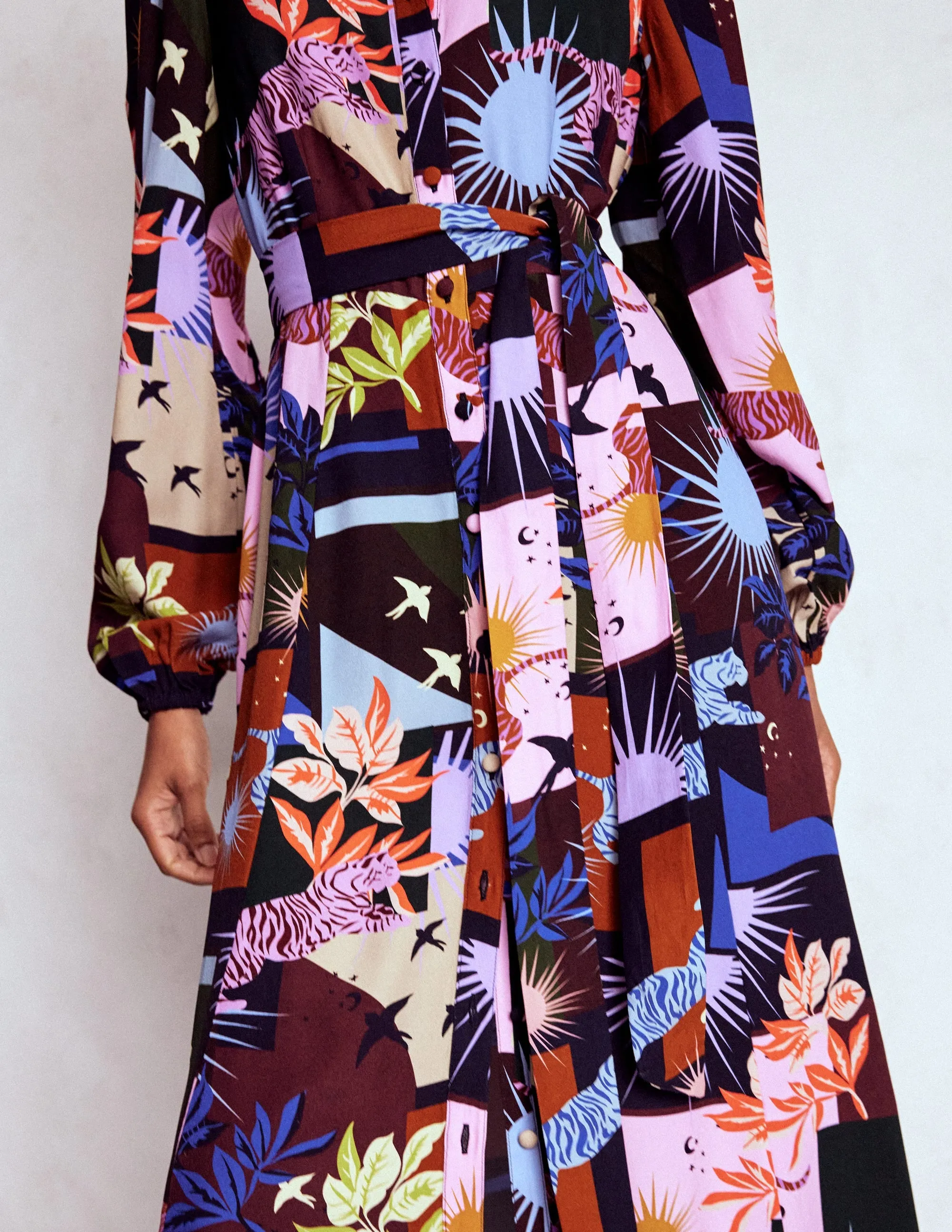 Comfortable event wear Mae Occasion Maxi Shirt Dress-Multi, Cosmic Savanna