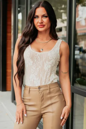 Bloomed For You Sleeveless Lace Bodysuit (Cream) Elegant Durable Gym Fresh