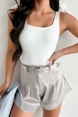 Loose Guest Born With Style Bow Detail Tank Bodysuit (Off White)