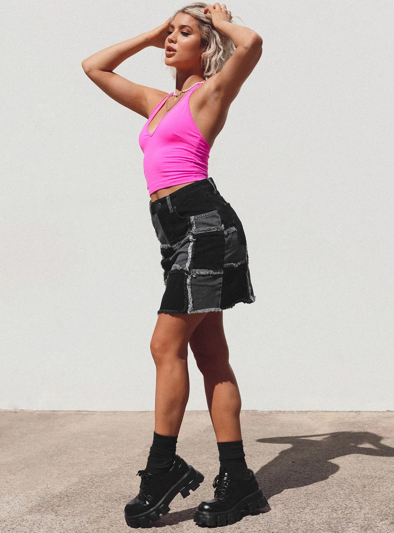 The Ragged Priest Resolute Skirt Charcoal Diagonal Slit