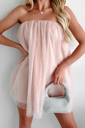 Season Switch Everyday Comfort In A Dreamland Rhinestone Tulle Mini Dress/Skirt (Blush)