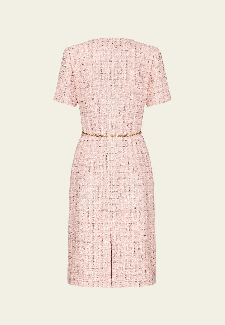 Chain-belt Checked Pocketed Tweed Dress Speed Soul