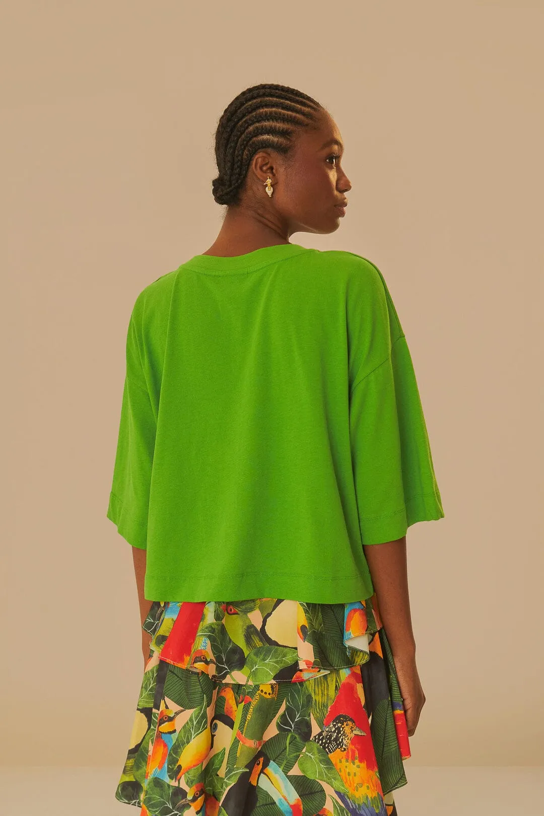 WrinkleResistantFabric AbrasionResistant Fabric Green The Eye Of The Forest Organic Cotton T-Shirt