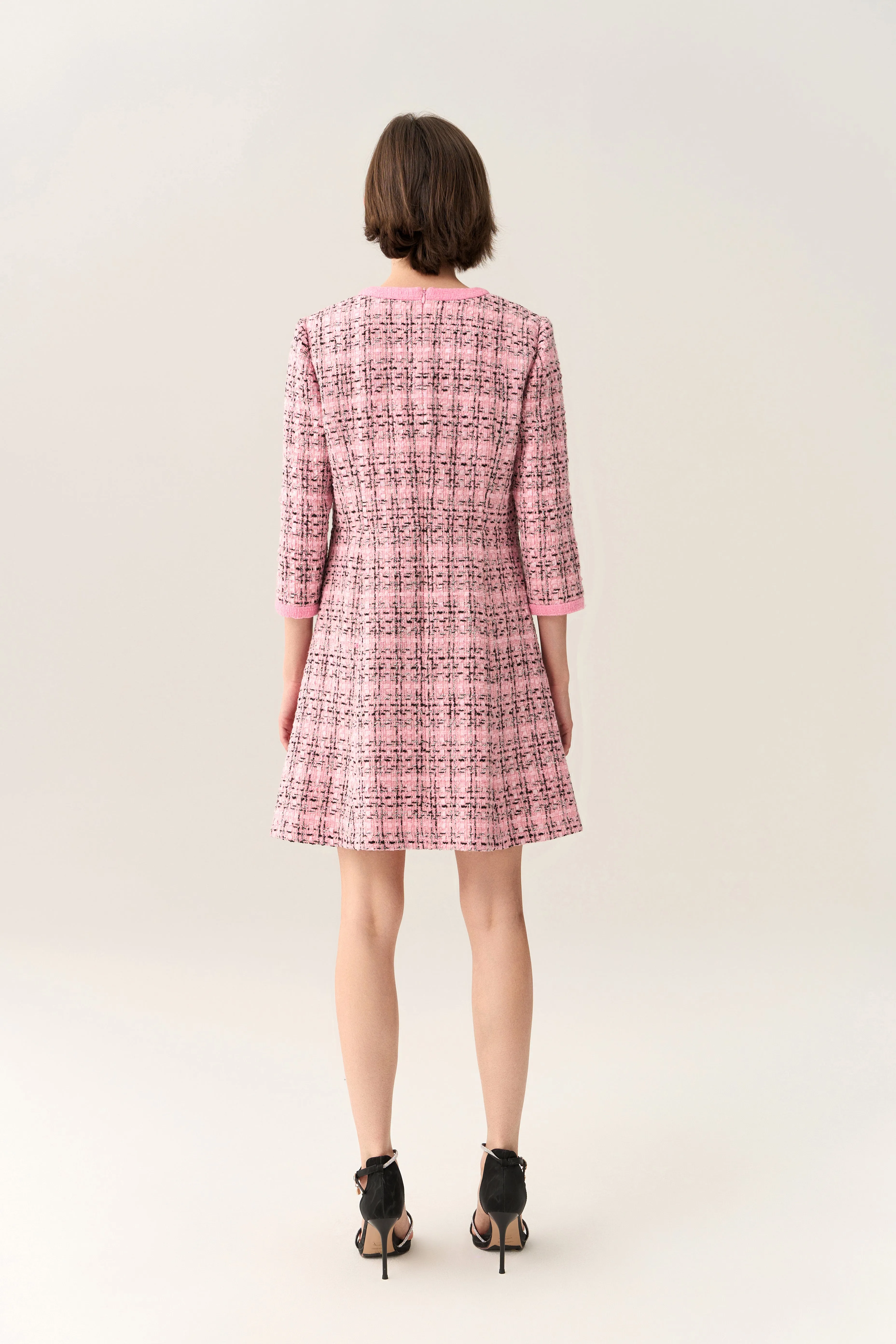 Check Tweed A-line Dress Wool Fit