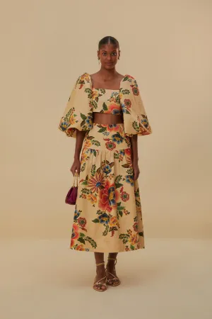 Sand Delicate Garden Euroflax? Midi Skirt Soft Touch
