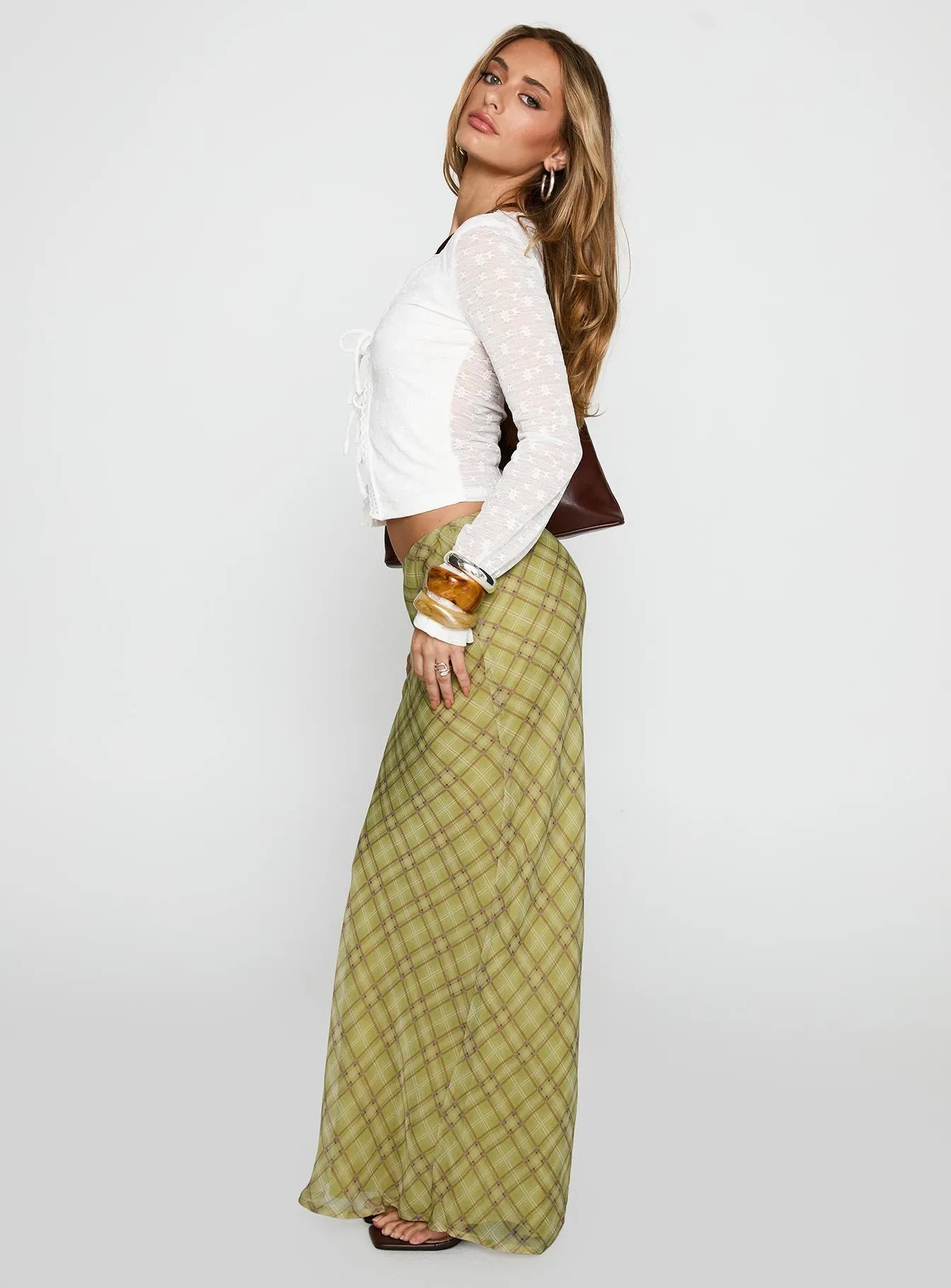 Core Collection Vibrant color Emelyn Maxi Skirt Green