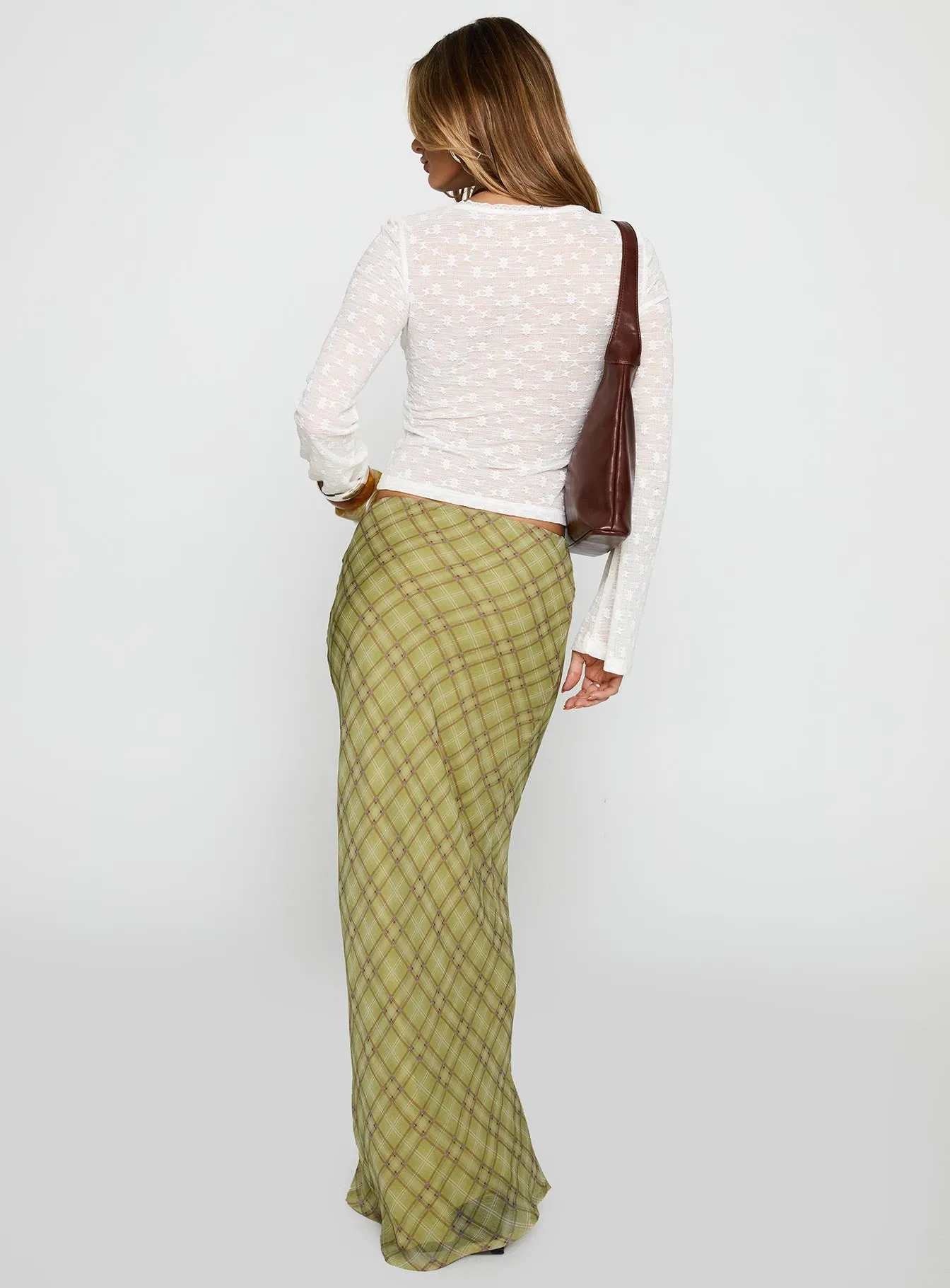 Button Fastenings Emelyn Maxi Skirt Green