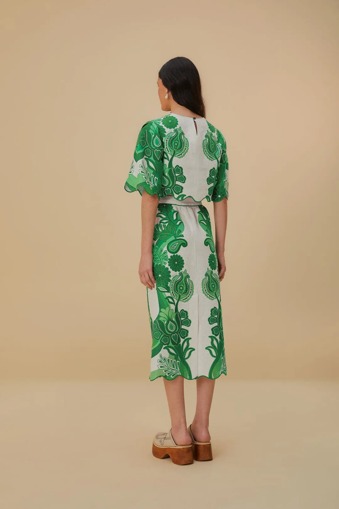 Green Color Festival Euroflax? Midi Skirt Neat Style yoga session