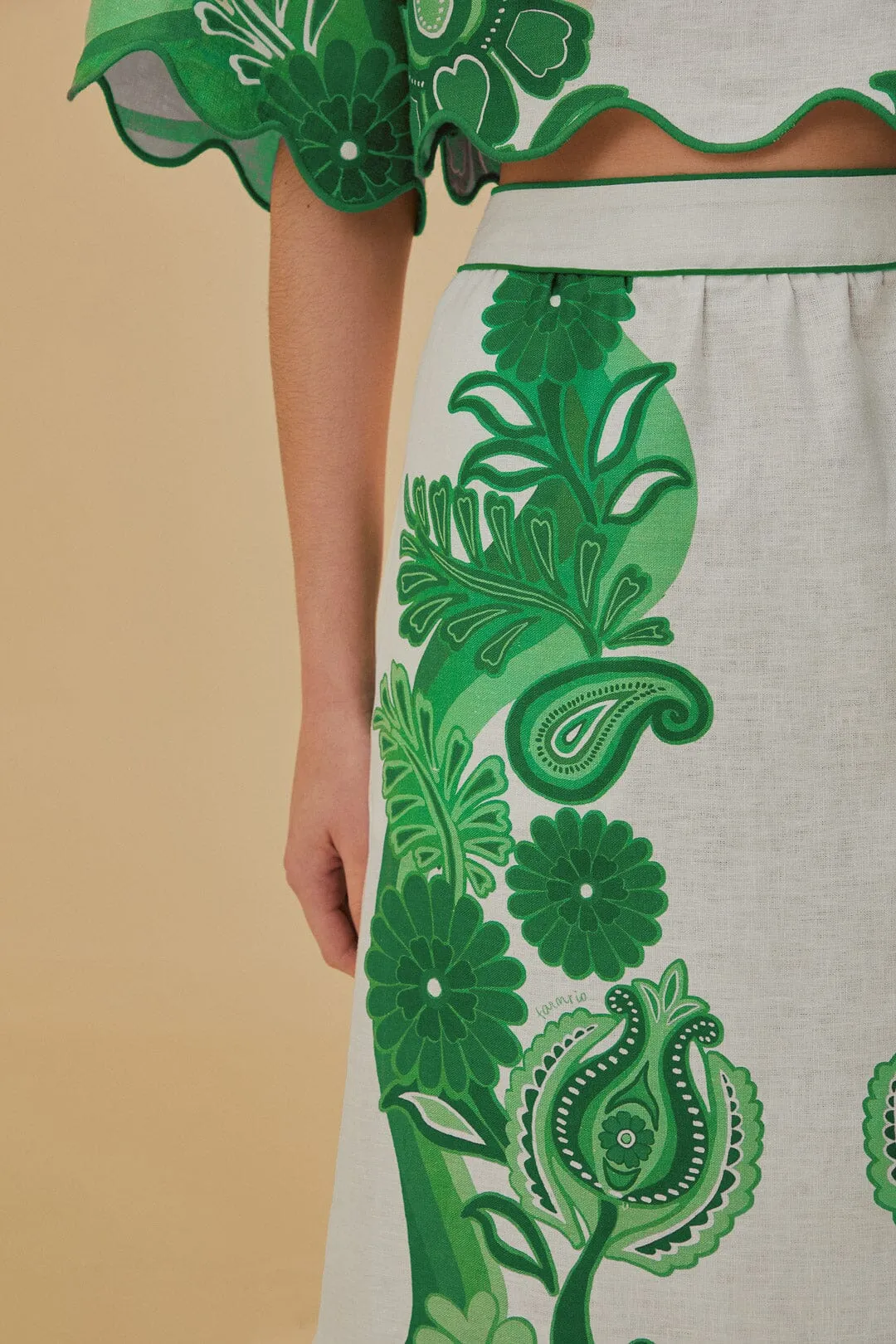 Adjustable Fit Knee Length Green Color Festival Euroflax? Midi Skirt