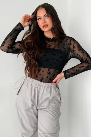 DOORBUSTER Tell Me I'm Pretty Velvet Mesh Bodysuit (Black Floral) Beach Dynamic Luxury Minimal