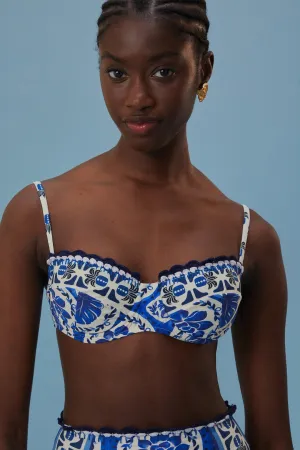 Blue Tile Dream Bikini Top ErgonomicCut MoistureControl Fabric