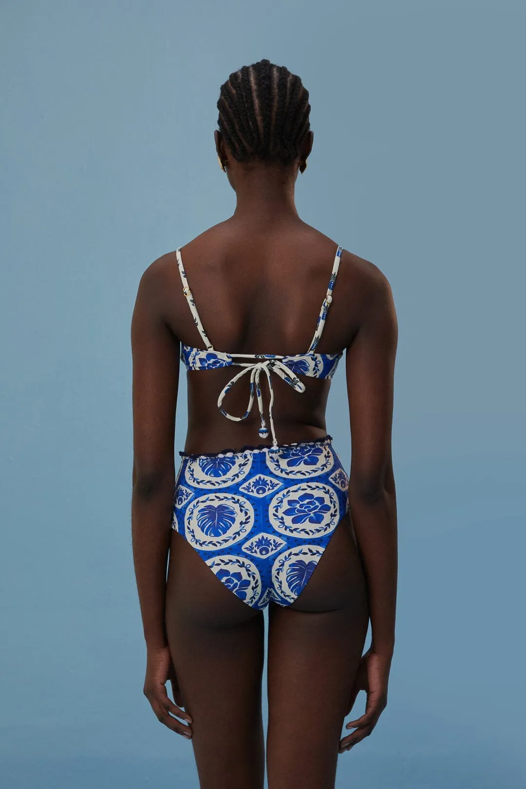 Blue Tile Dream Bikini Top outdoor mode HypoallergenicMaterial
