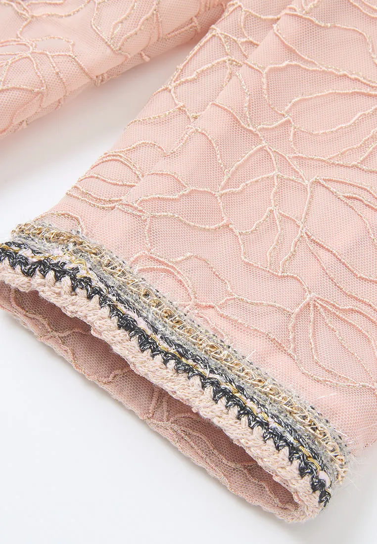 AI Core Fame Glow Lurex Embellished-trim Plant-embroidery Mesh Jacket