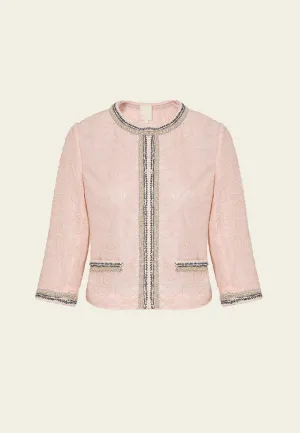 Lurex Embellished-trim Plant-embroidery Mesh Jacket DurableCoverstitch Boho Free