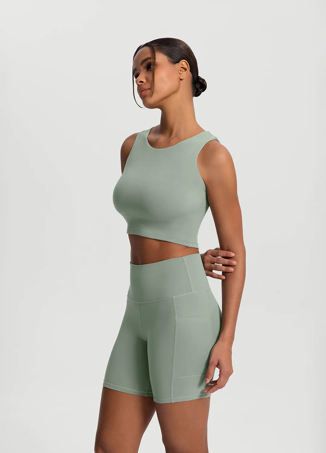 High Neck Cropped Tank Top Ergonomic Paneling small - size wheels