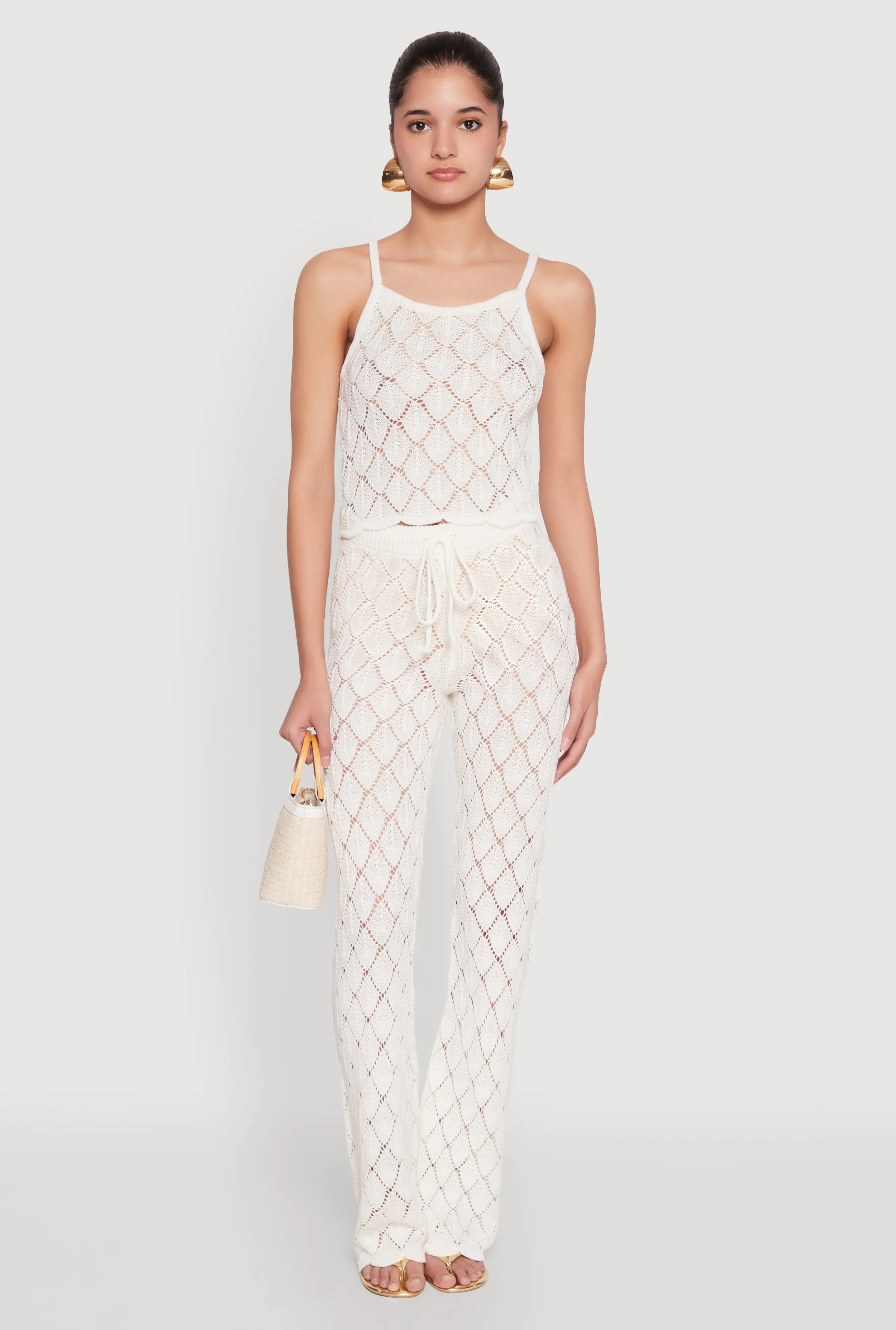 wrinkle free Crochet Diamond Knit Cami