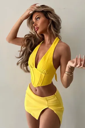 Ingrid Mini Skirt - Yellow Smart Texture