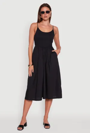 Chic Ribbed Knit Sleeveless Skater Dress Wood Scent