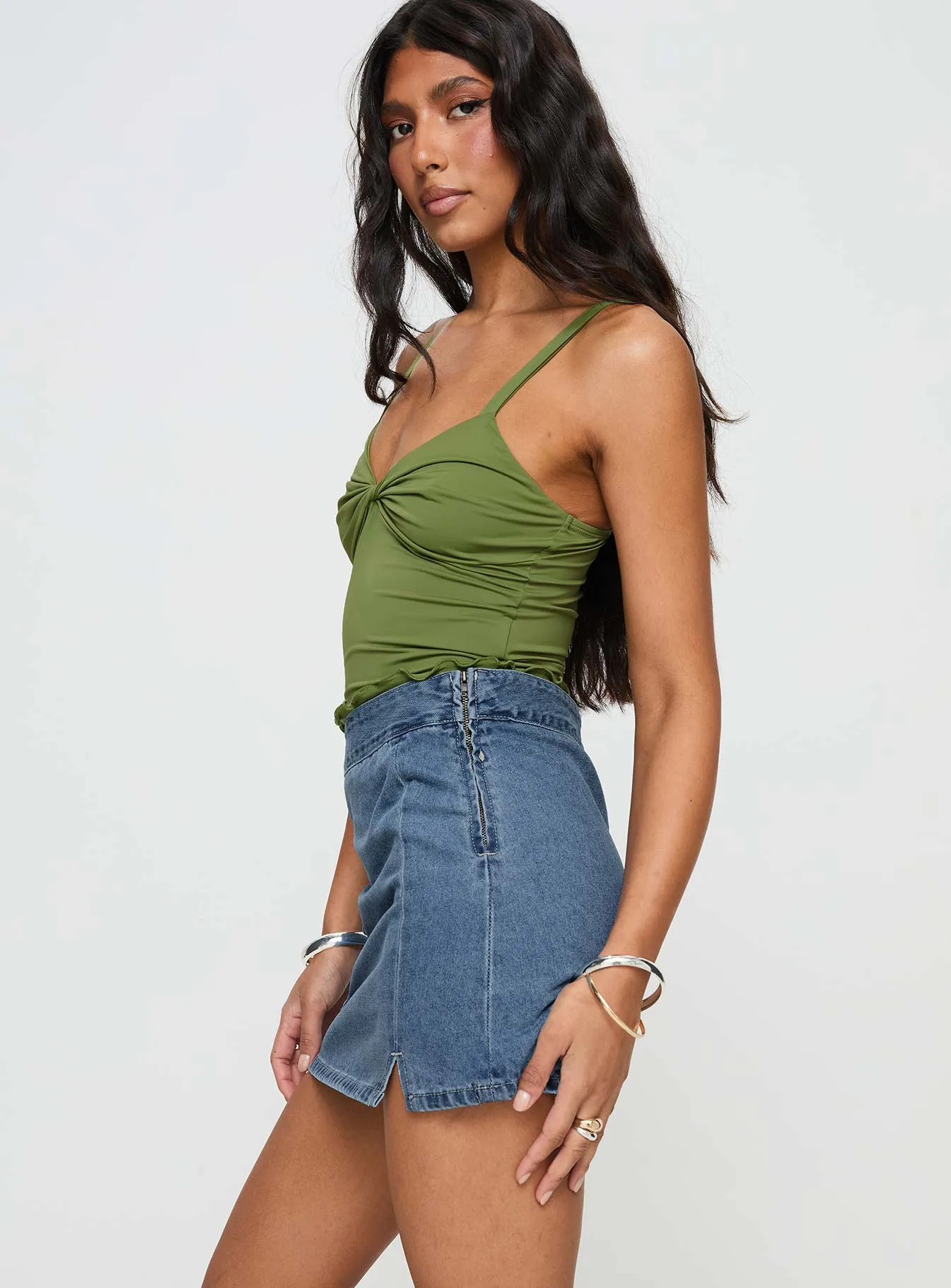 Relaxed Mood Fashion Mood Kippiy Denim Mini Skirt Mid Wash