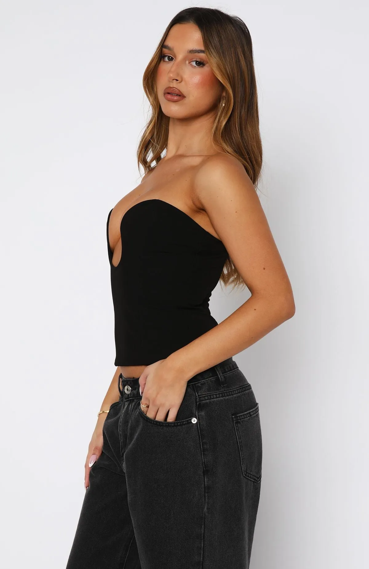 Professional Look Cozy Sweatshirt On The Town Bustier Black