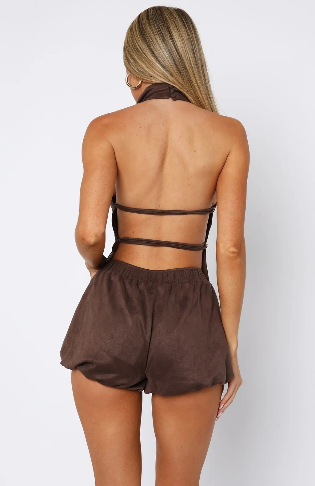 Flex Foam Insert Vegan Leather Still Love Me Faux Suede Mini Shorts Dark Chocolate