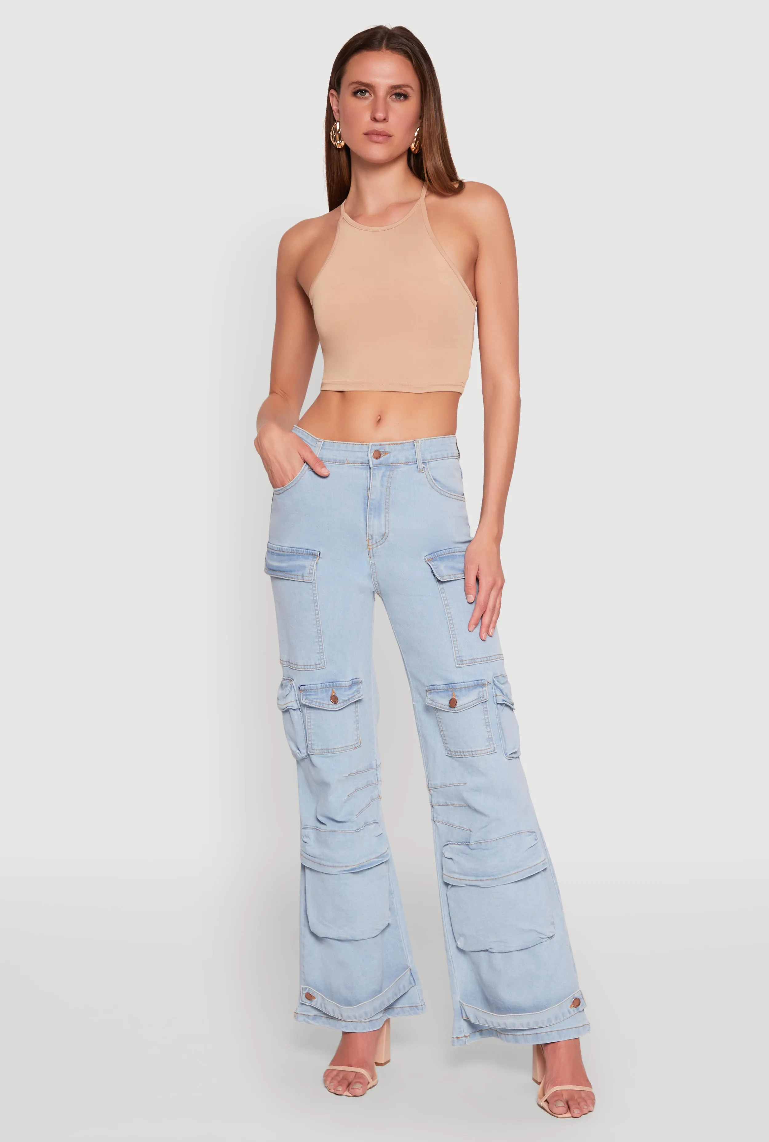 Daisy Cargo Pocket Flare Jeans Everyday Layer Textured Family Style Autumn Days
