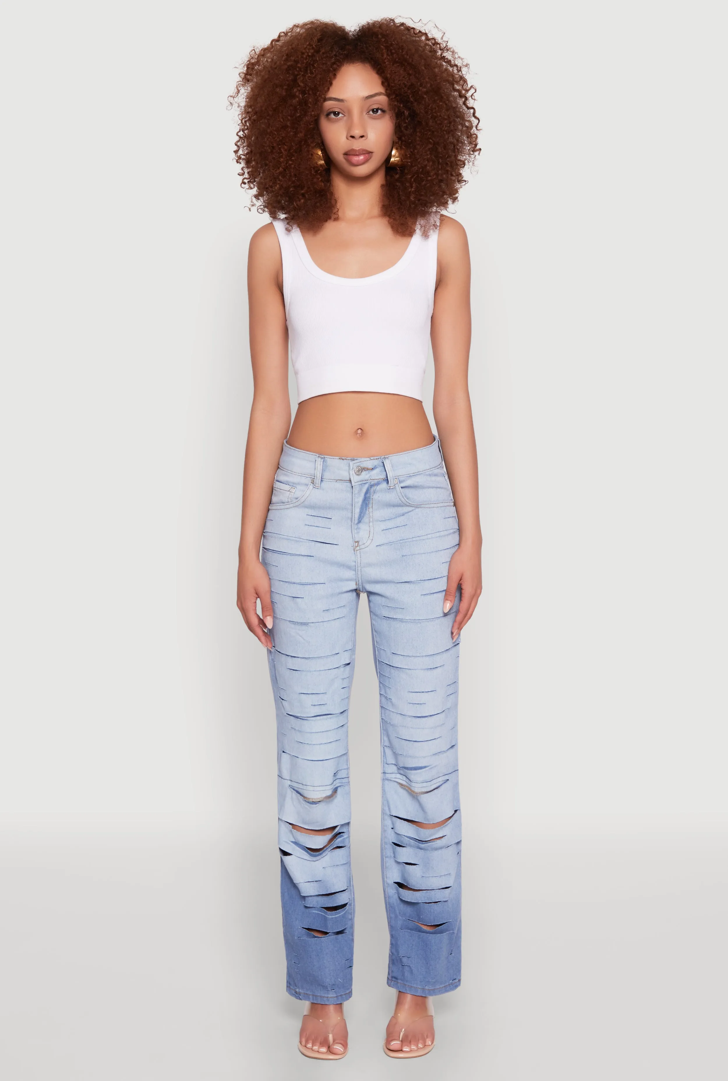 Ombre Slashed Straight Leg Jeans Fashion Lover Outdoor Enthusiast