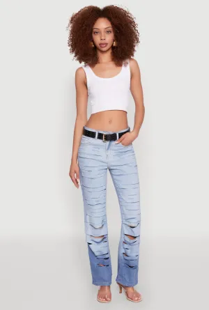 Lifestyle Outfit Always Ready Ombre Slashed Straight Leg Jeans