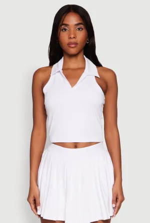 Sleeveless Polo Collar Crop Top high - density storage Target - acquisition - capable