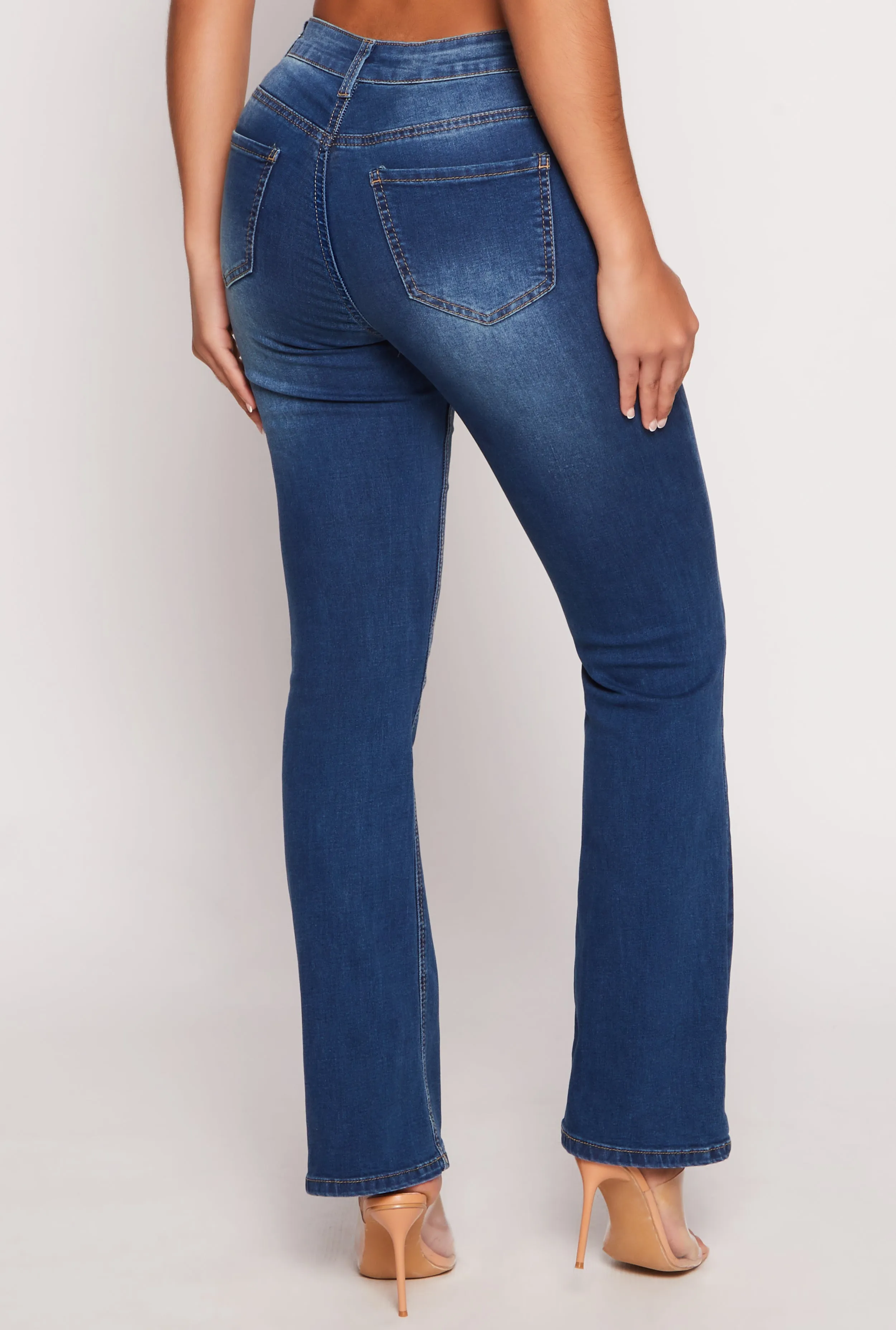 WAX Acid Wash High Waisted Boot Cut Jeans Body Friendly