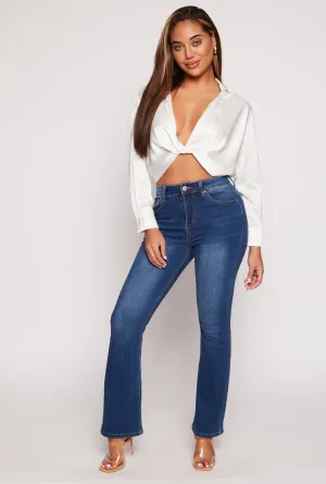 WAX Acid Wash High Waisted Boot Cut Jeans Traveler Gear Slim Smart Look