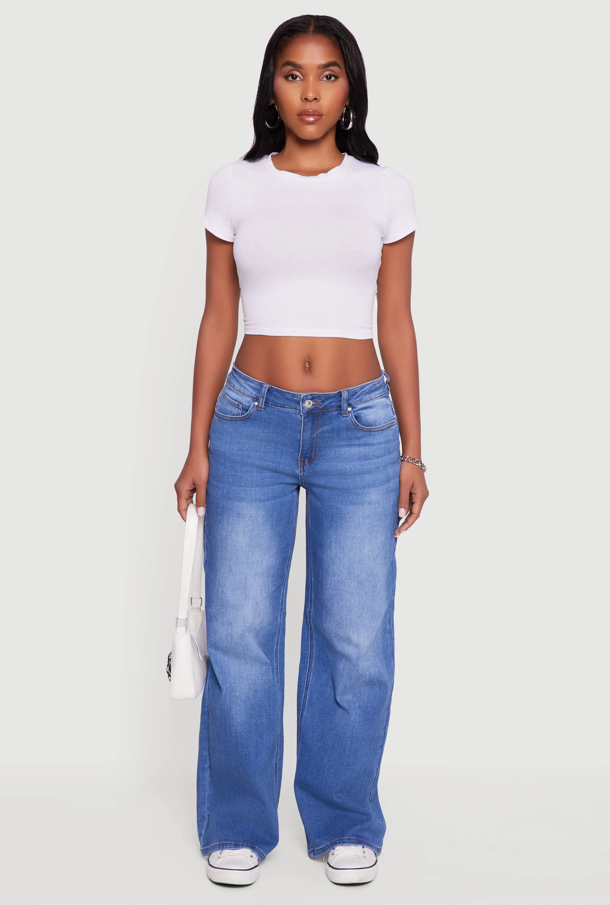 WAX Low Rise Wide Leg Stretchy Jeans Reliable Fit Trend Neutral
