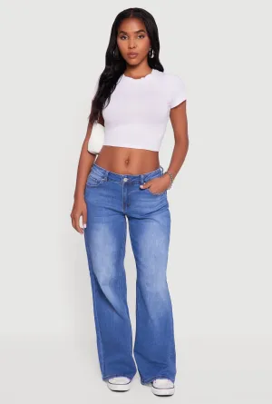 WAX Low Rise Wide Leg Stretchy Jeans Formal Adult Fashion