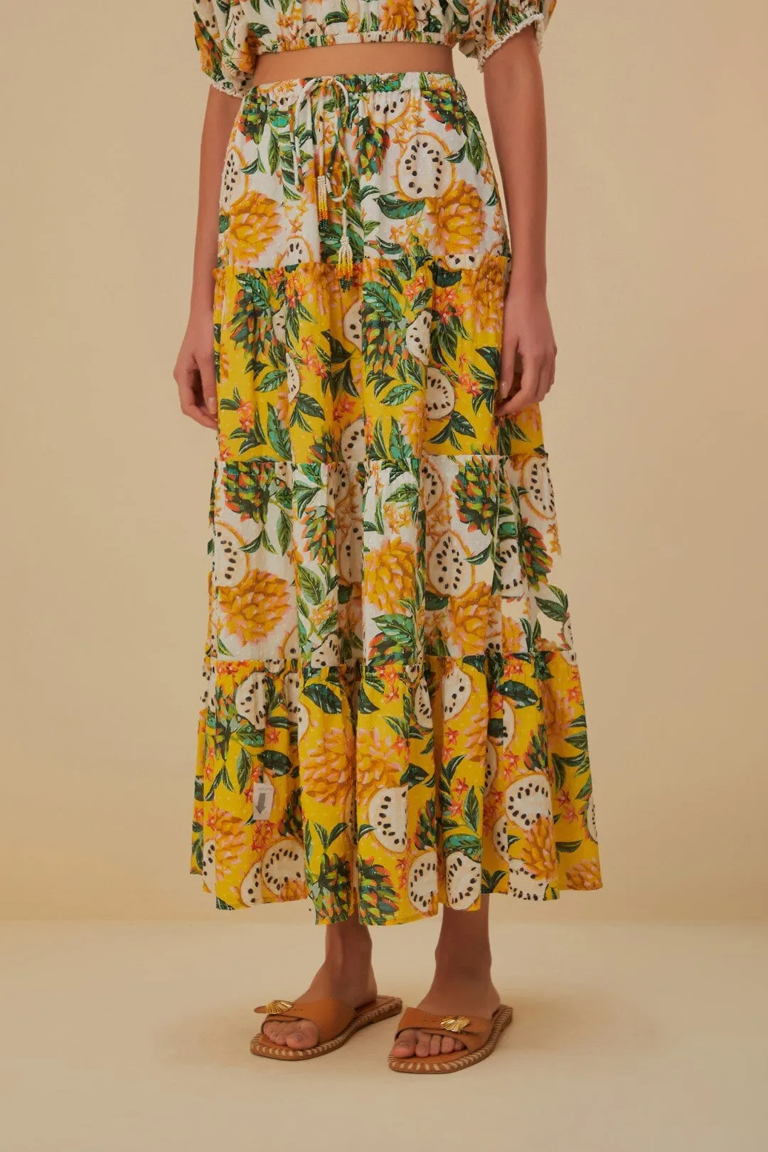 Seamless Design Mixed Biriba Maxi Skirt